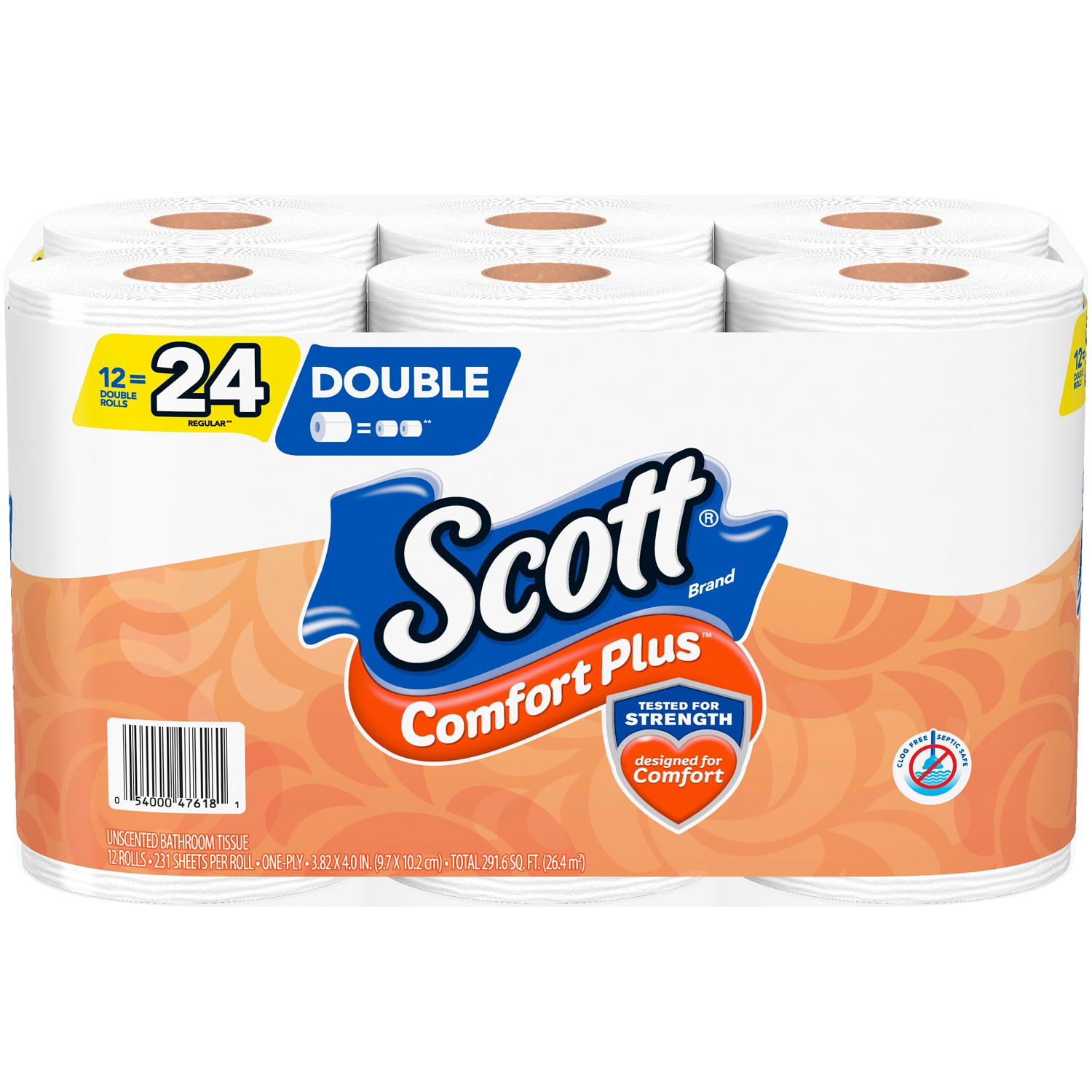 Scott Comfort Plus 1-Ply Bathroom Tissue, Double Rolls