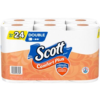 Scott Comfort Plus 1-Ply Bathroom Tissue, Double Rolls