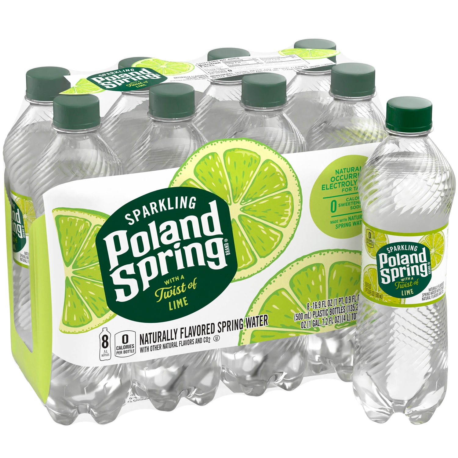 Poland Spring Sparkling Natural Spring Water, Zesty Lime, Plastic Bottles