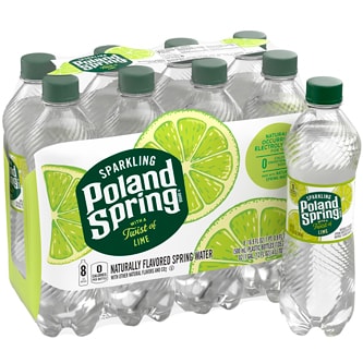 Poland Spring Sparkling Natural Spring Water, Zesty Lime, Plastic Bottles