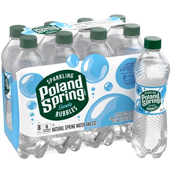 Poland Spring Sparkling Natural Spring Water, Simply Bubbles, Plastic Bottles