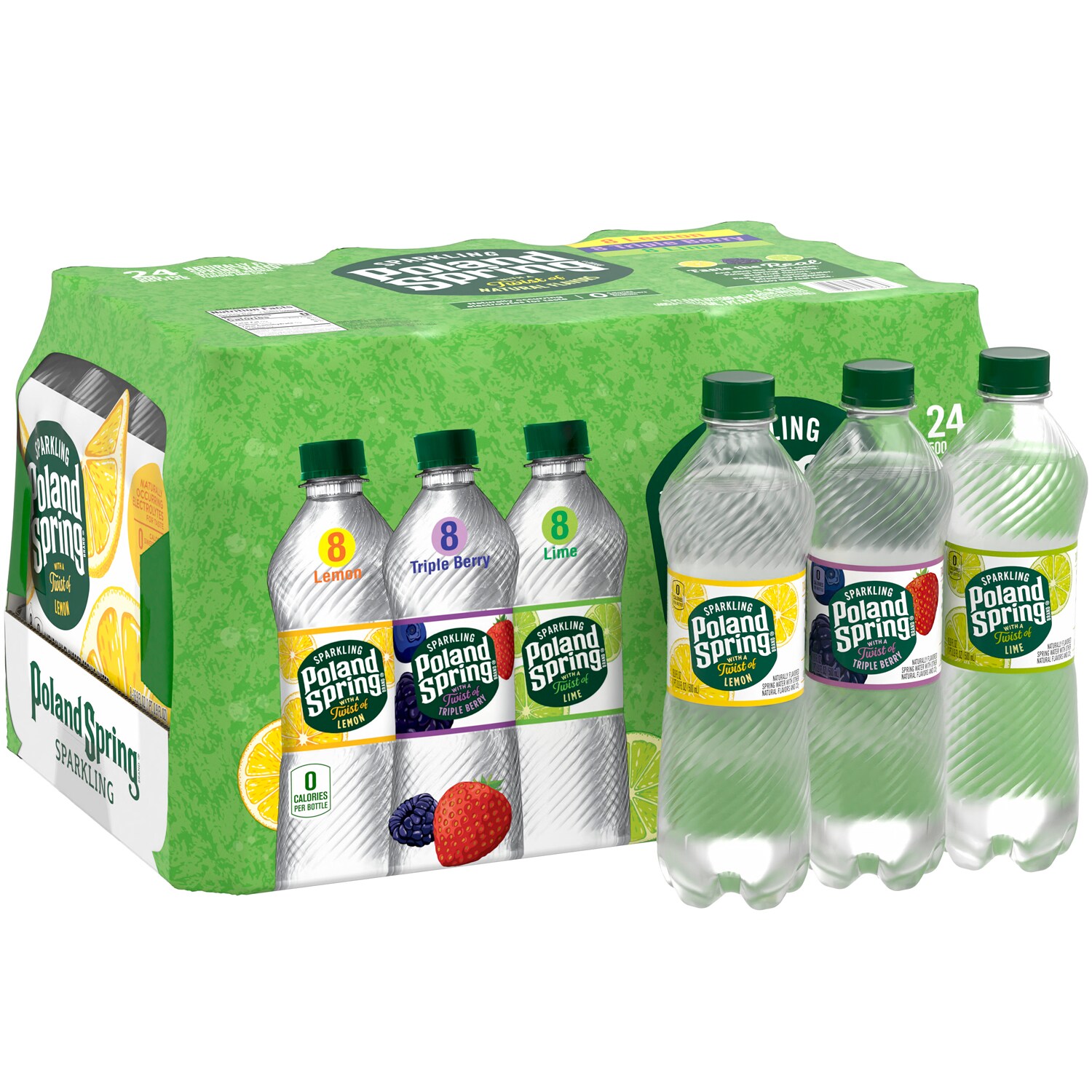 Poland Spring Sparkling Natural Spring Water, Variety Pack, Plastic Bottles