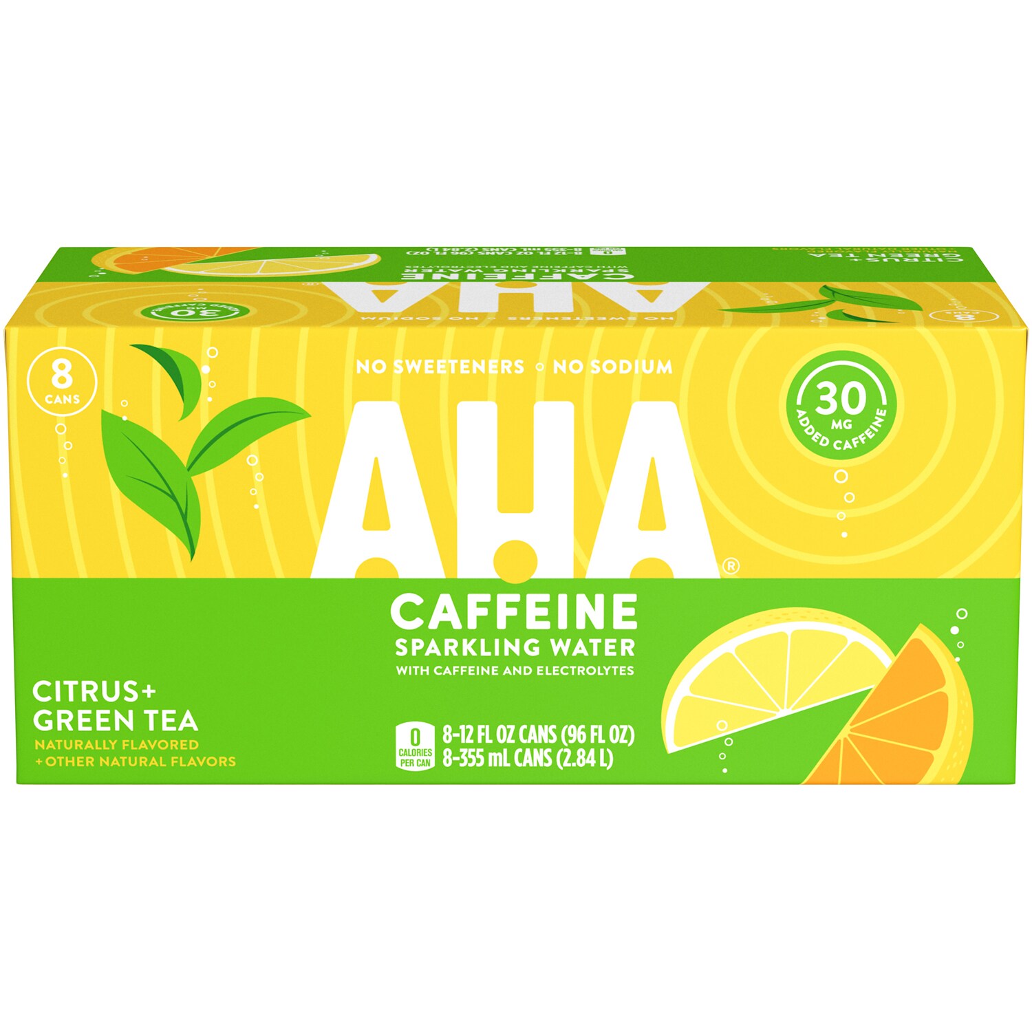 AHA Sparkling Water, Citrus + Green Tea, Cans