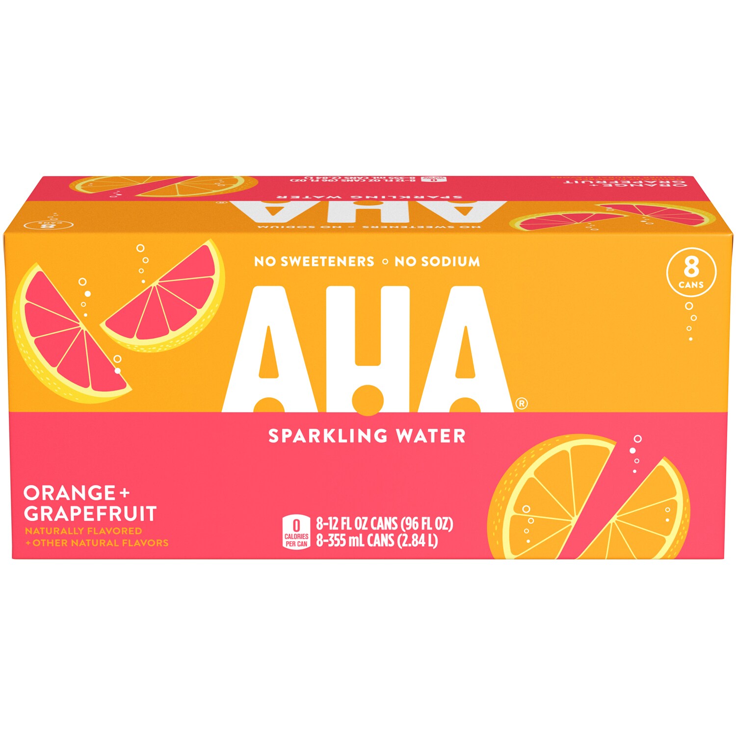 AHA Sparkling Water, Orange + Grapefruit, Cans