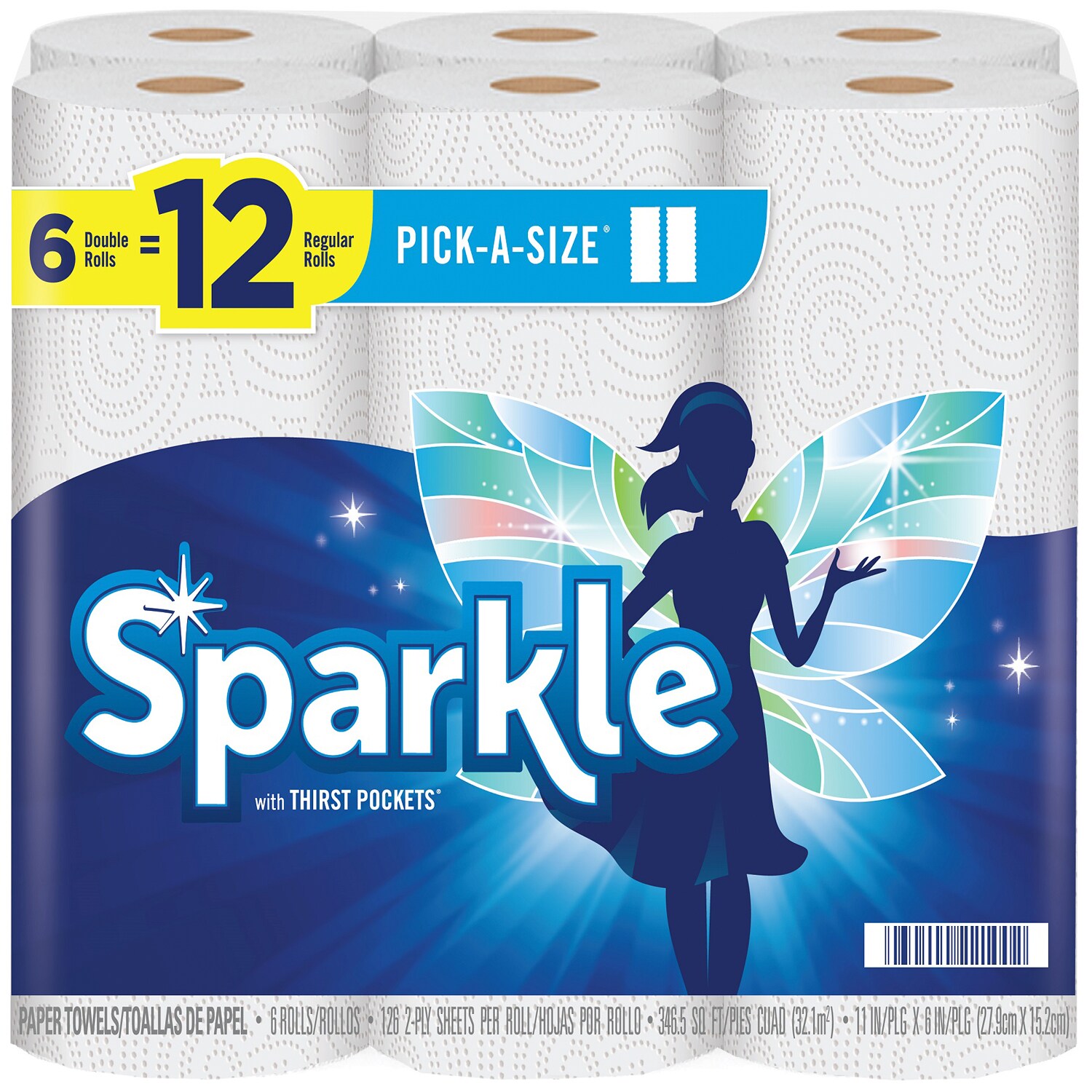 Sparkle 2-Ply Paper Towels, Double Rolls, Pick-a-Size