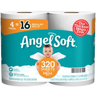 Angel Soft 2-Ply Bathroom Tissue, Mega Rolls