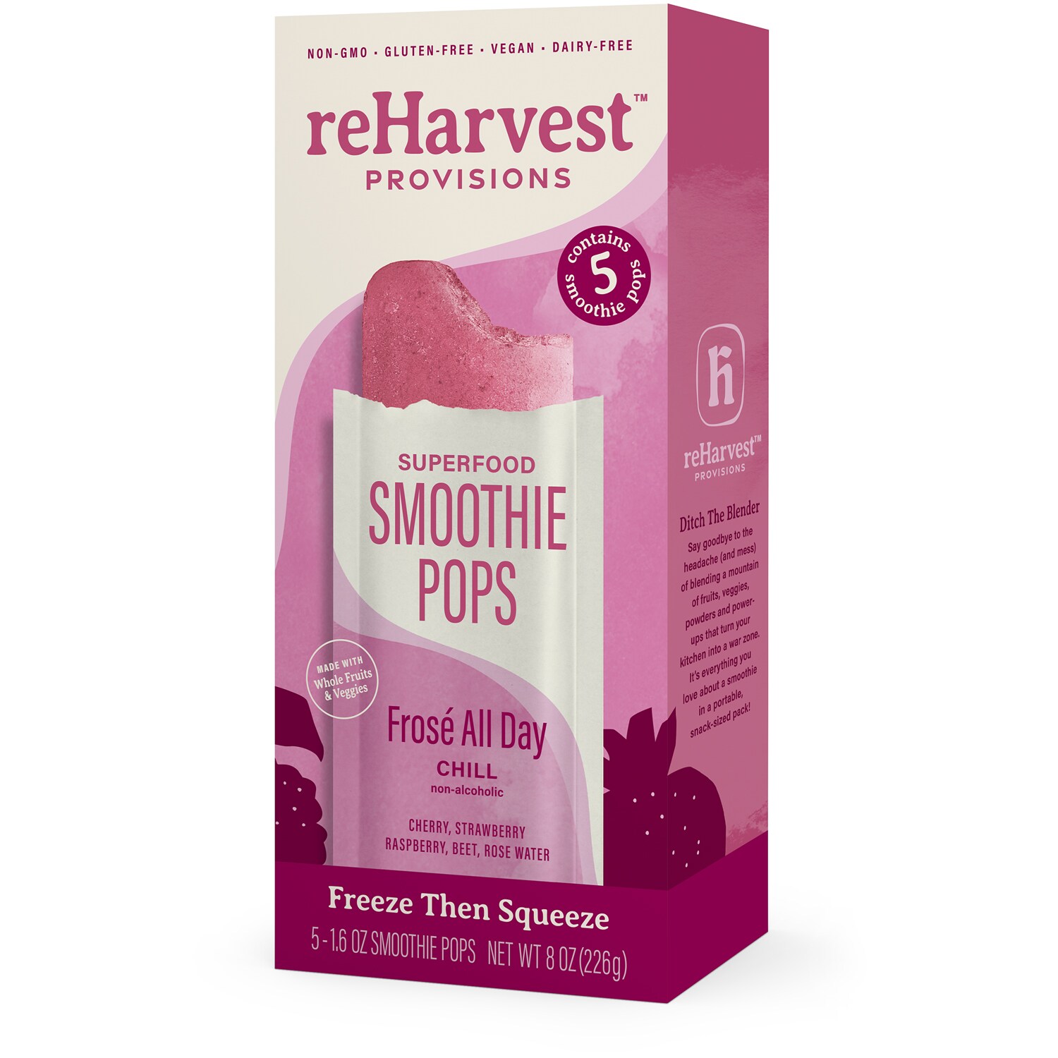 reHarvest Ready to Freeze Superfood Smoothie Pops, Frosé All Day Chill