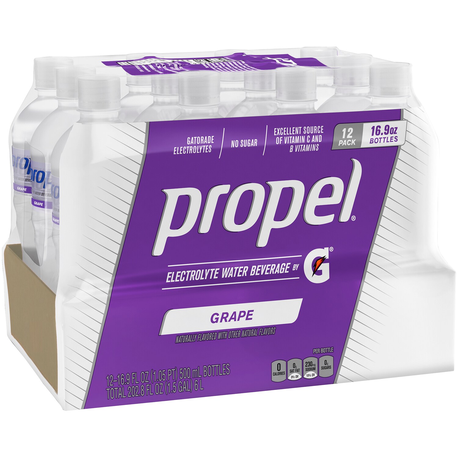 Propel Vitamin Enhanced Water with Electrolytes, Grape, Plastic Bottles