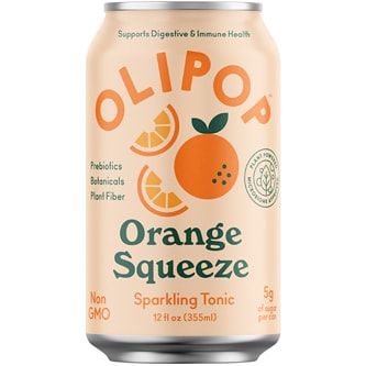 OLIPOP 9g Fiber Prebiotic Soda, Orange Squeeze, Can