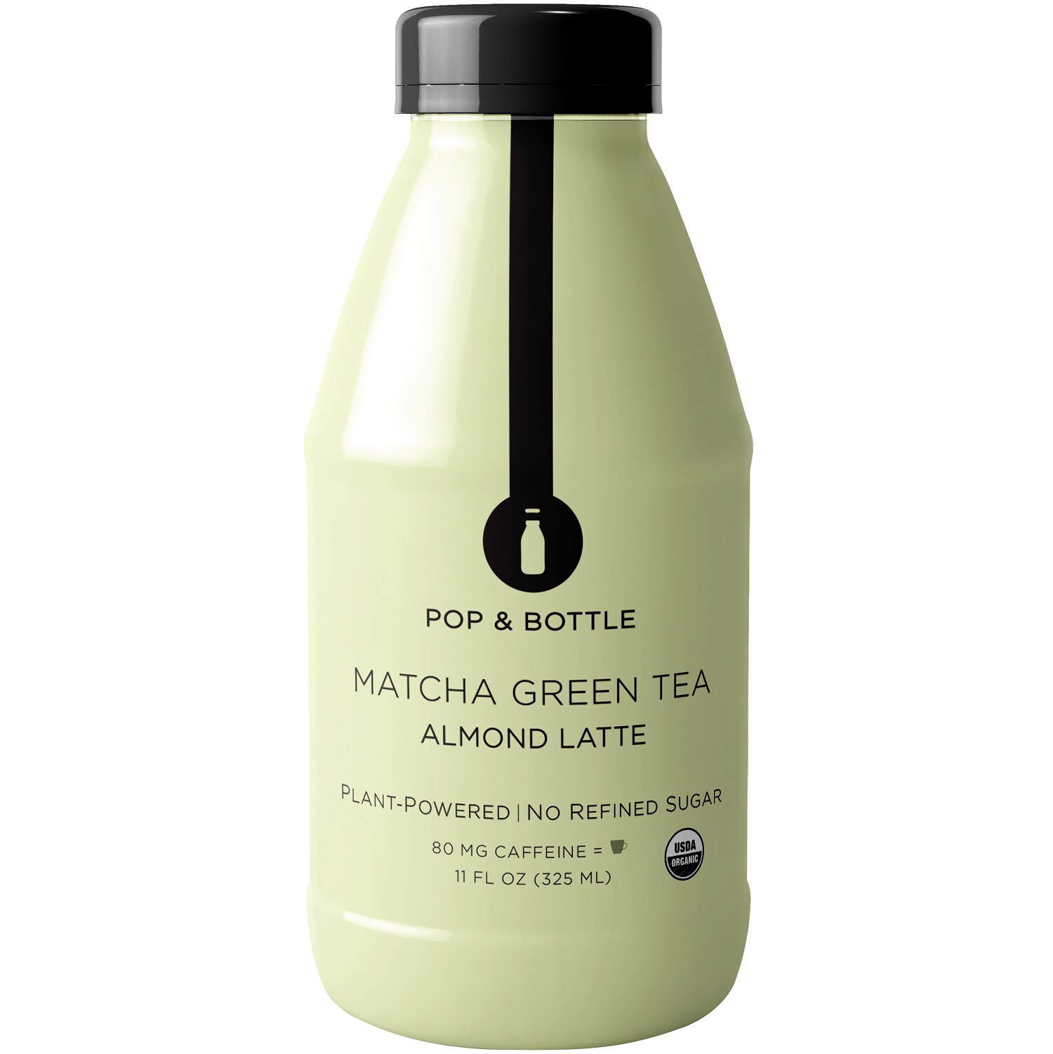 Pop & Bottle Almond Latte, Matcha Green Tea, Plastic Bottle