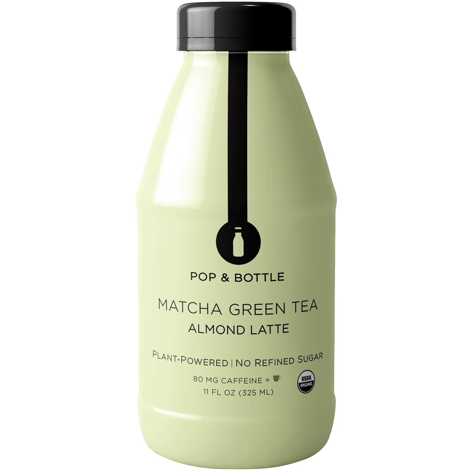 Pop & Bottle Almond Latte, Matcha Green Tea, Plastic Bottle