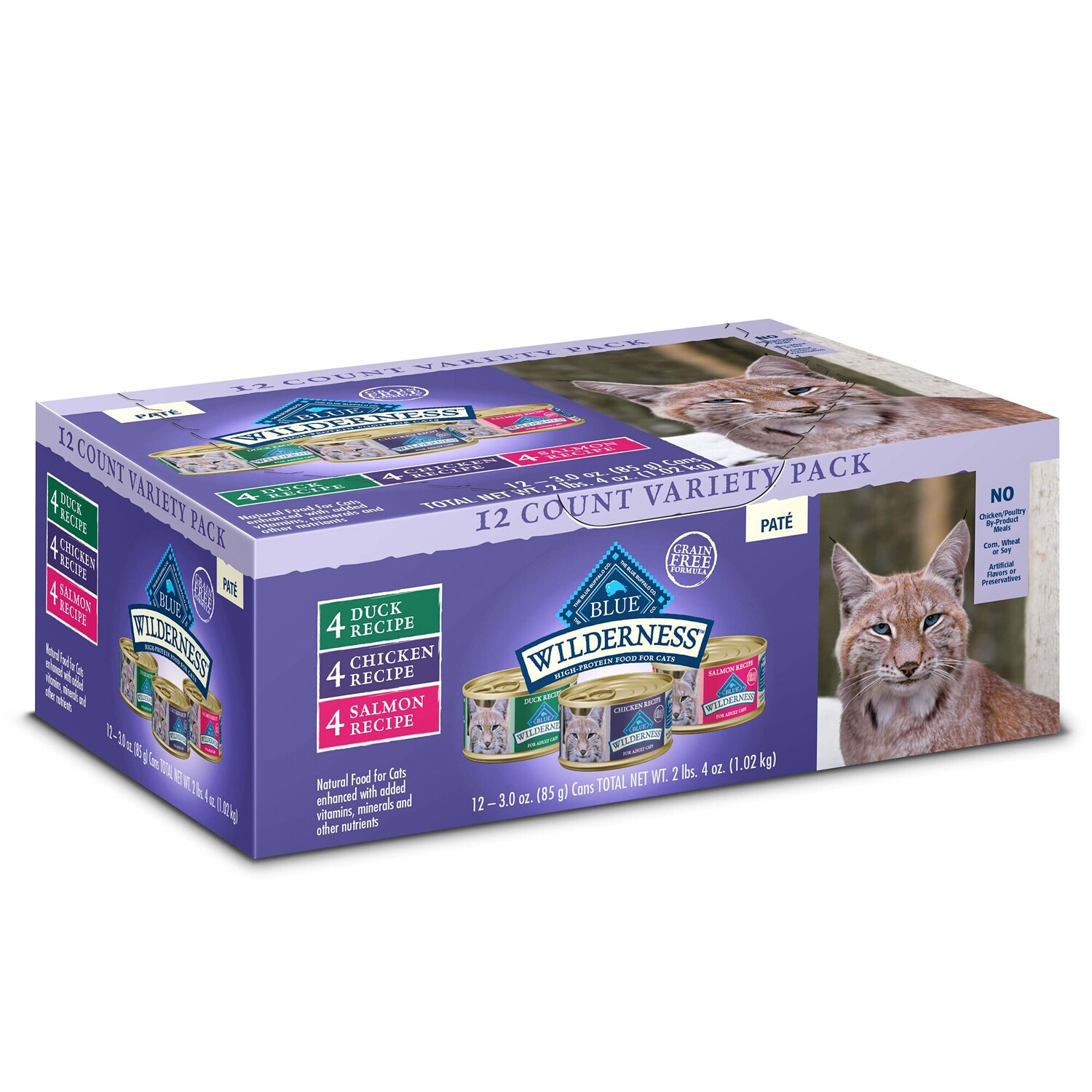 Blue Buffalo Wilderness High Protein, Natural Adult Pate Wet Cat Food Variety Pack