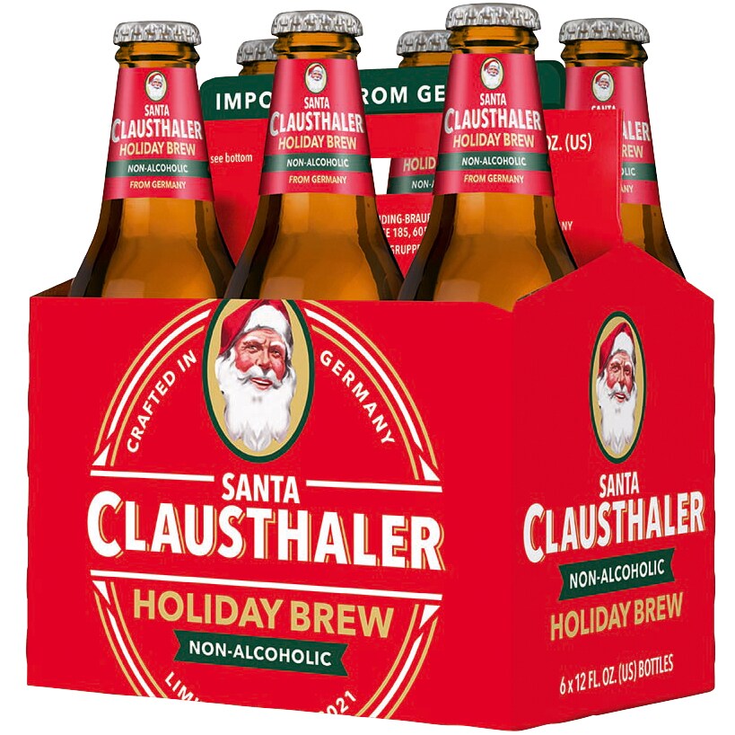 Clausthaler Santa Non-Alcoholic Holiday Brew, Glass Bottles