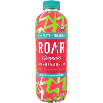 ROAR Organic Vitamin Enhanced Beverage, Cucumber Watermelon, Plastic Bottle