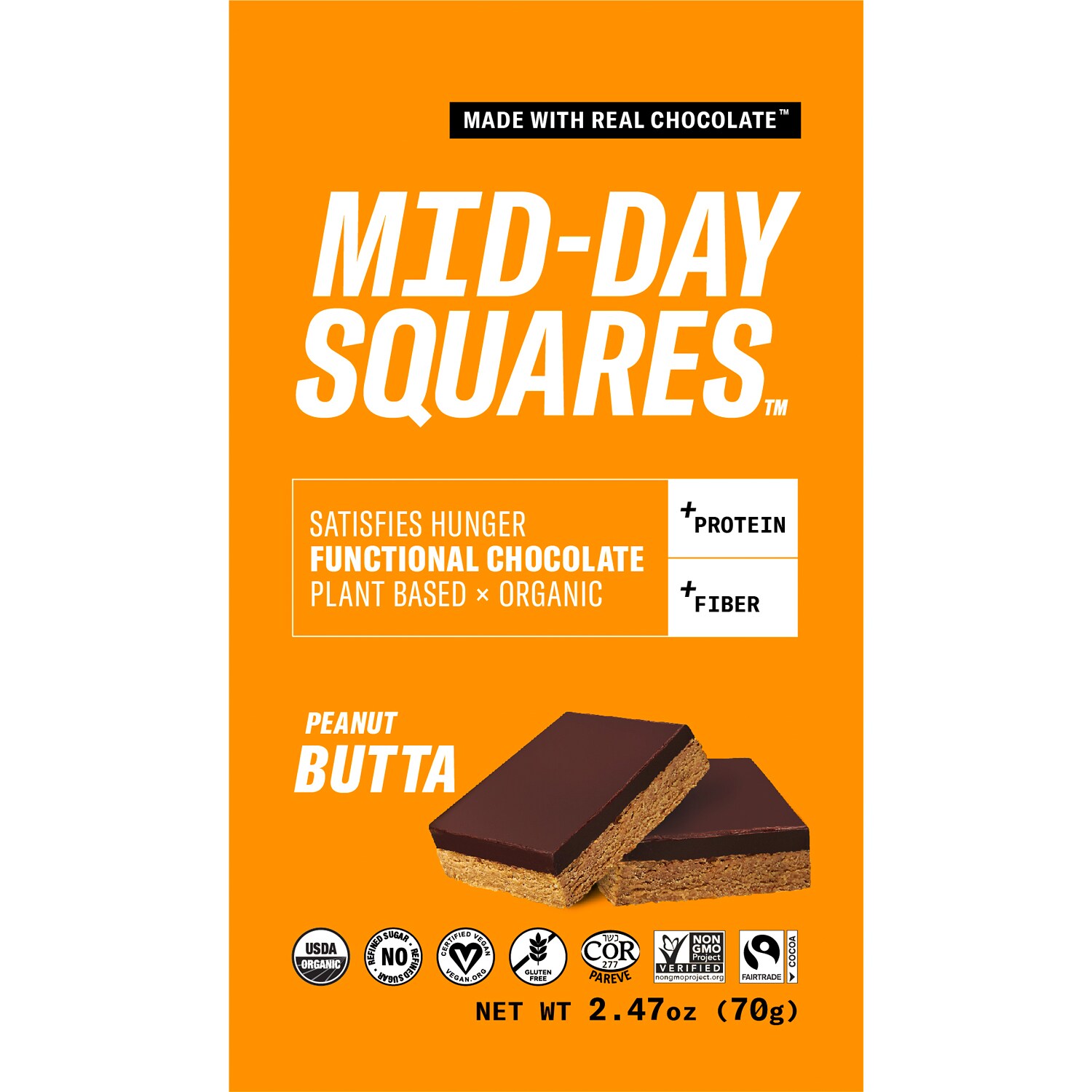 Mid-Day Squares Superfood Chocolate Squares, Peanut BUTTA