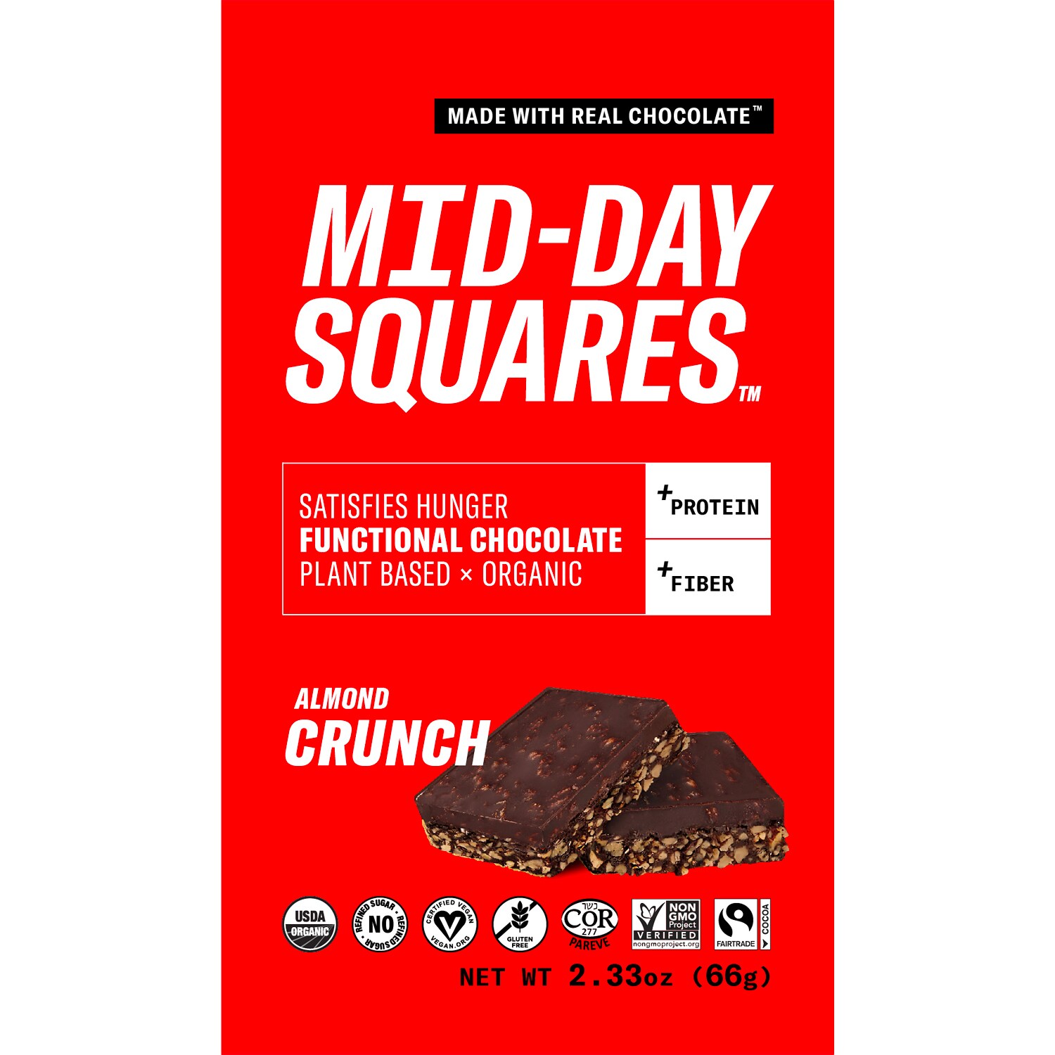 Mid-Day Squares Superfood Chocolate Squares, Almond CRUNCH