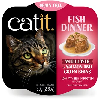 Catit Grain-Free Wet Cat Food, Fish Dinner with Layer of Salmon & Green Beans