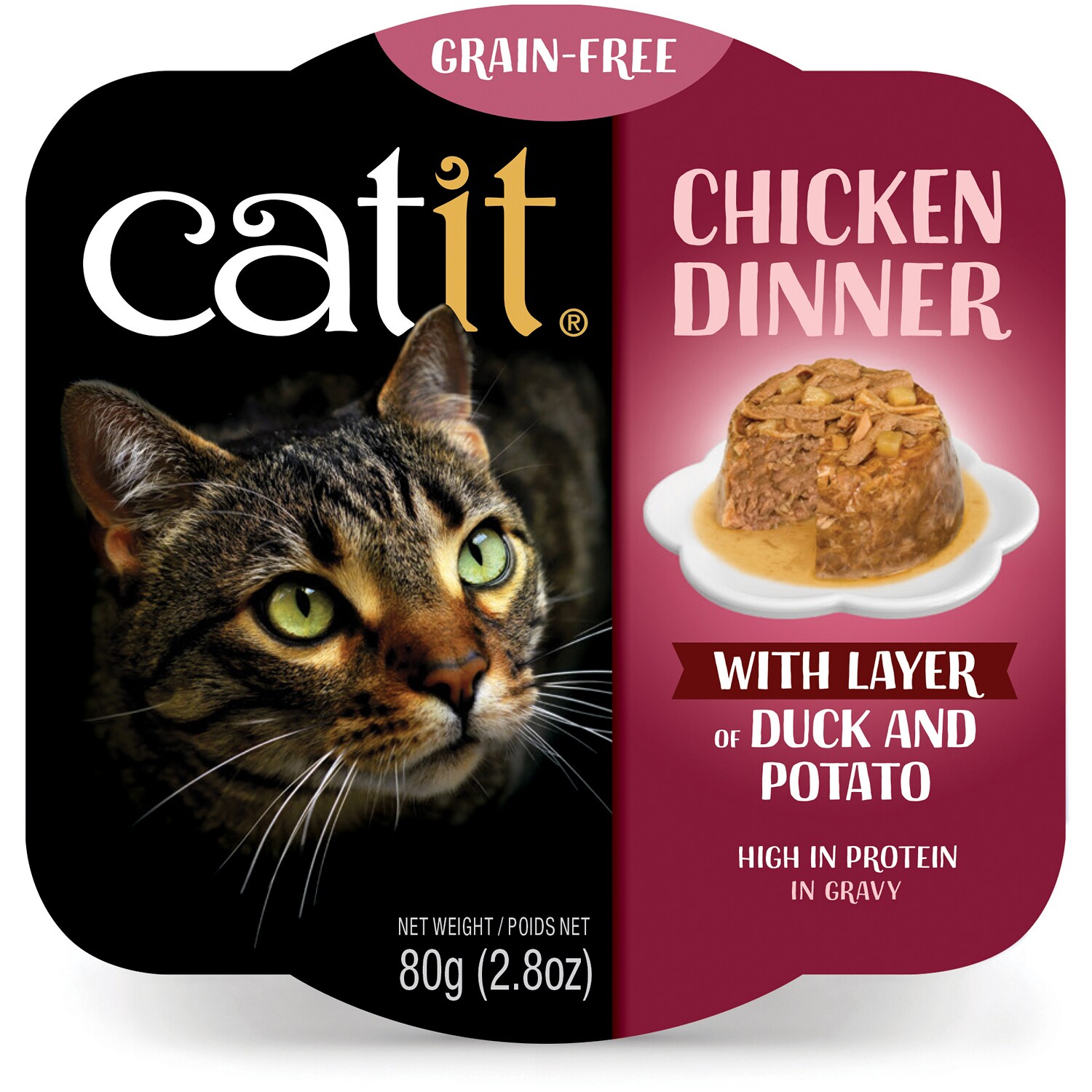 Catit Grain-Free Wet Cat Food, Chicken Dinner with Layer of Duck & Potato