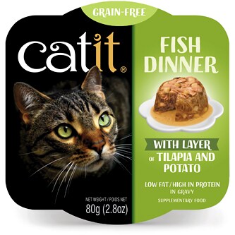 Catit Grain-Free Wet Cat Food, Fish Dinner with Layer of Tilapia & Potato