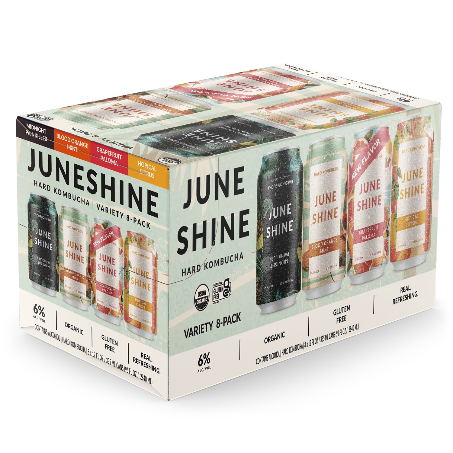 JuneShine Organic Hard Kombucha Variety Pack, Cans