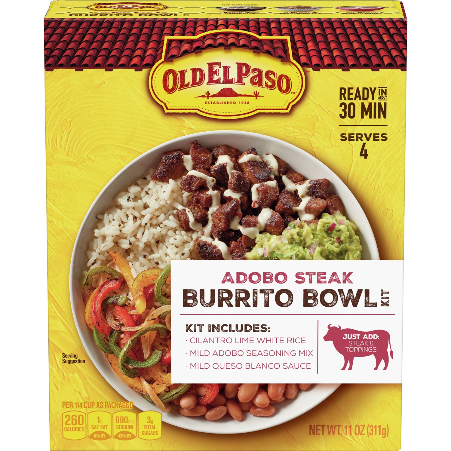 Old El Paso Burrito Bowl Kit, Adobo Steak