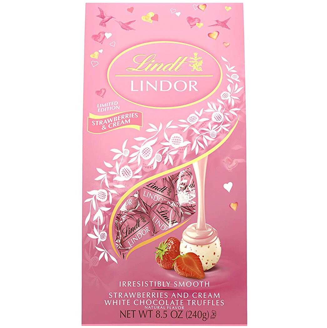 Lindt Lindor White Chocolate Truffles, Strawberries & Cream