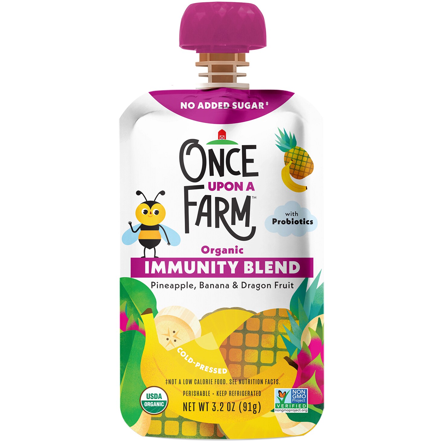 Once Upon a Farm Organic Immunity Blend, Pineapple, Banana & Dragon Fruit