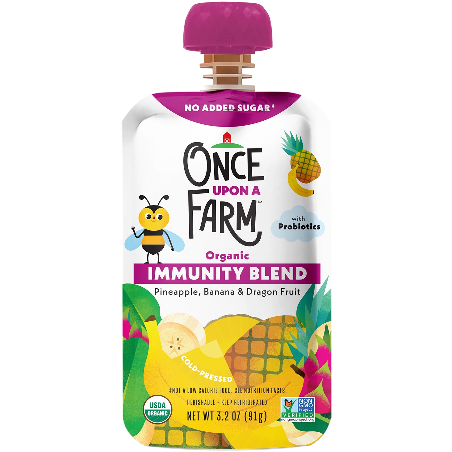 Once Upon a Farm Organic Immunity Blend, Pineapple, Banana & Dragon Fruit