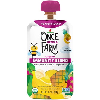 Once Upon a Farm Organic Immunity Blend, Pineapple, Banana & Dragon Fruit