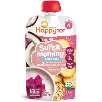 Happy Family Happy Tot Dairy Free Super Morning Blend, Organic Bananas, Dragon Fruit, Coconut Milk & Oats + Super Chia