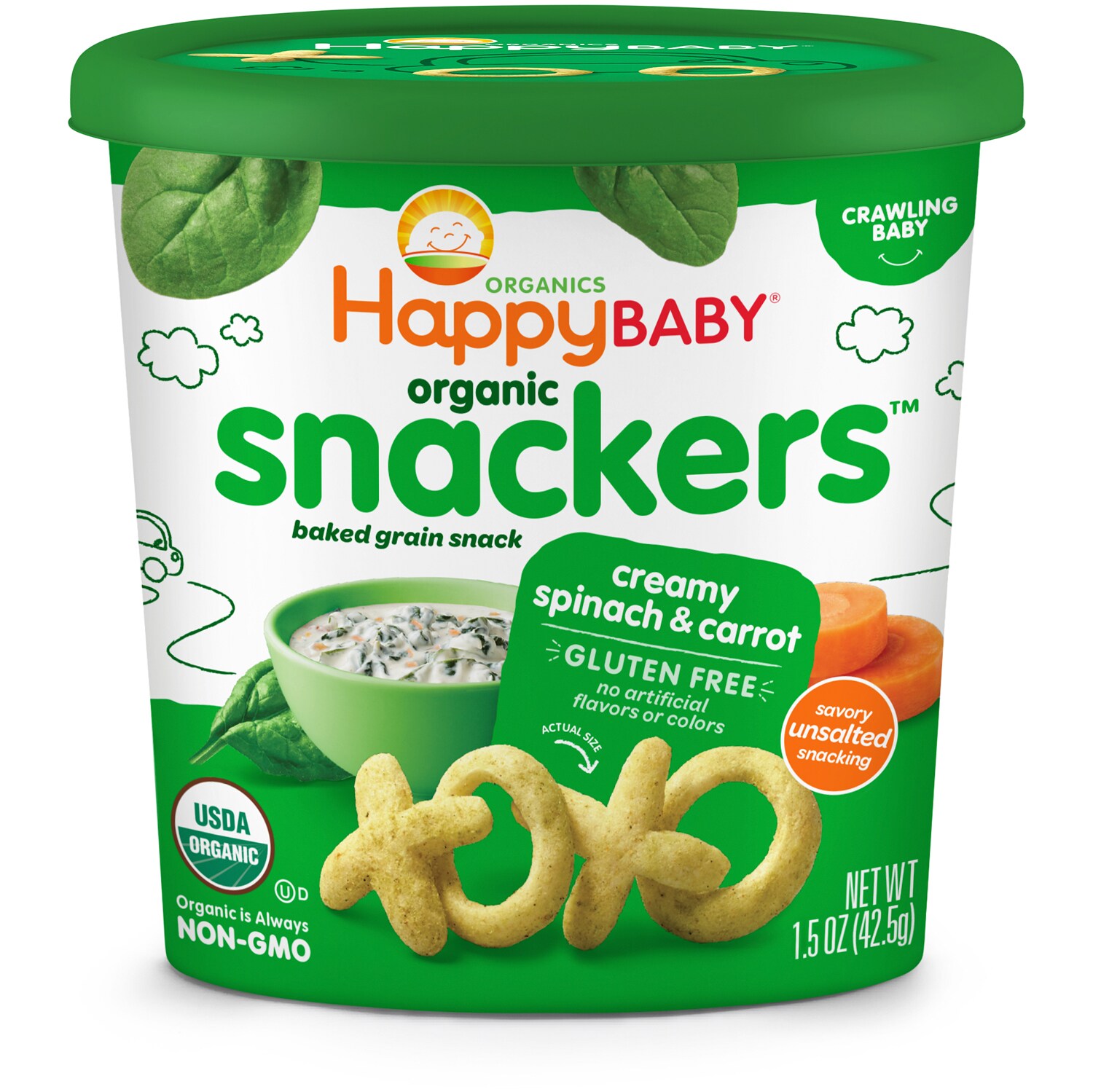 Happy Family Happy Baby Organic Gluten Free Snackers, Creamy Spinach & Carrot