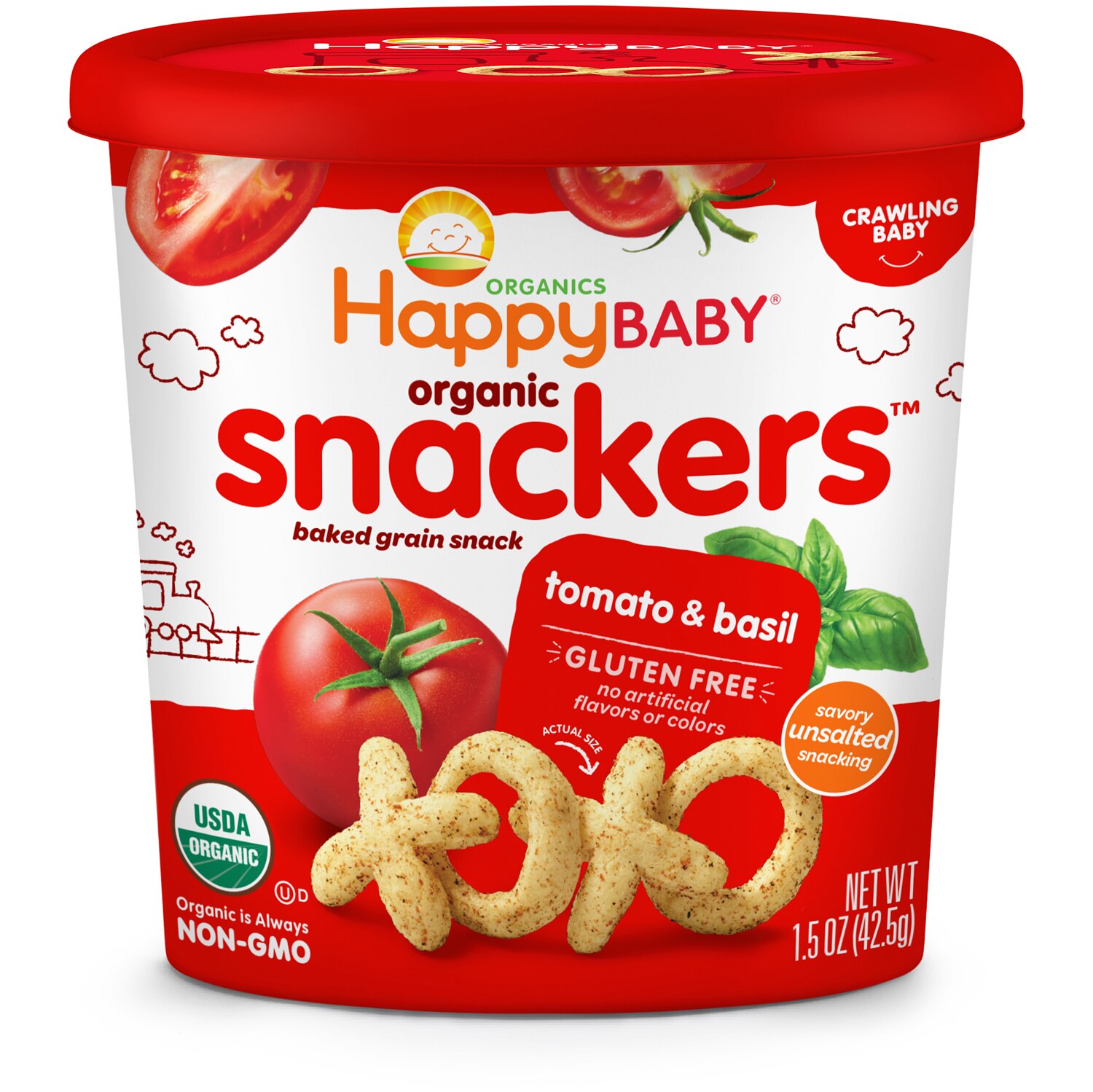 Happy Family Happy Baby Organic Gluten Free Snackers, Tomato & Basil