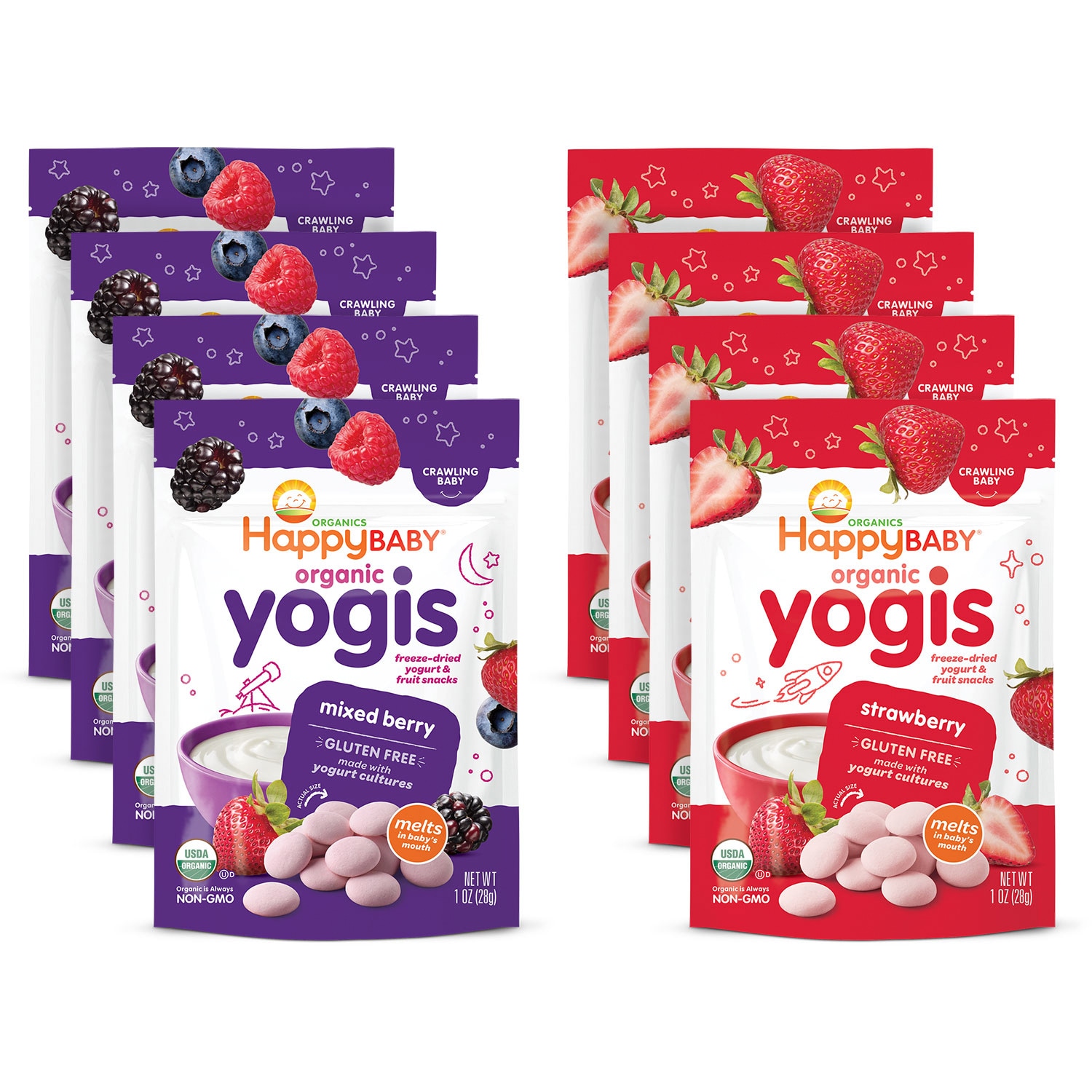 Happy Family Happy Baby Organic Yogis Yogurt & Fruit Snacks Variety Pack