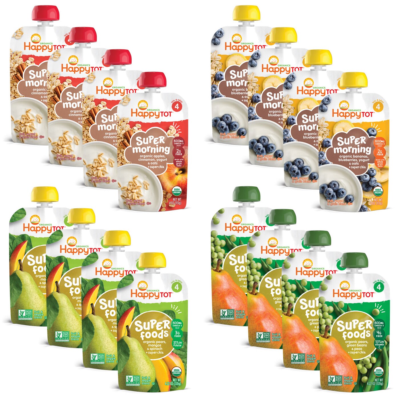 Happy Family Happy Baby Stage 4 Organic Superfoods Variety Pack