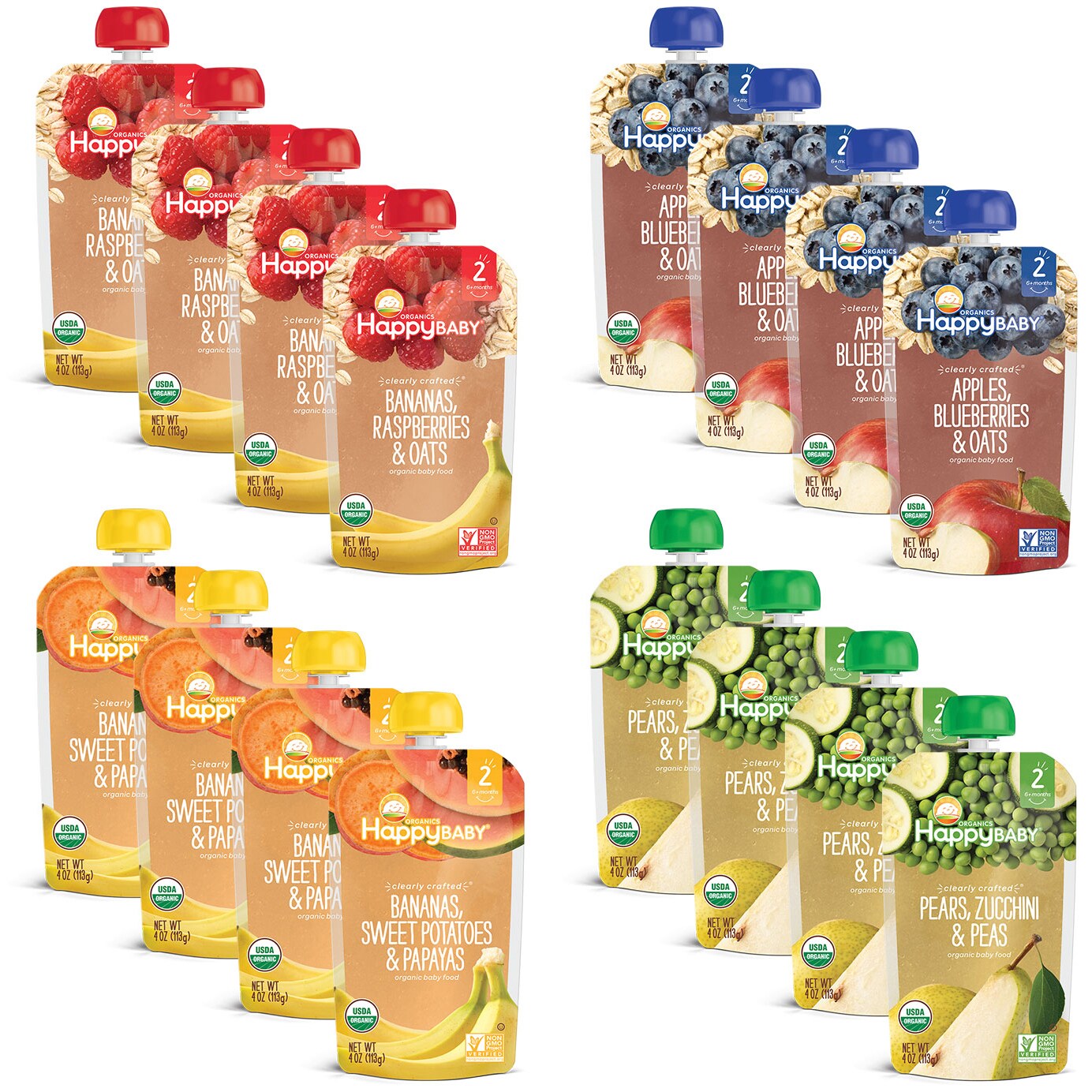 Happy Family Happy Baby Clearly Crafted Stage 2 Organic Baby Food Variety Pack