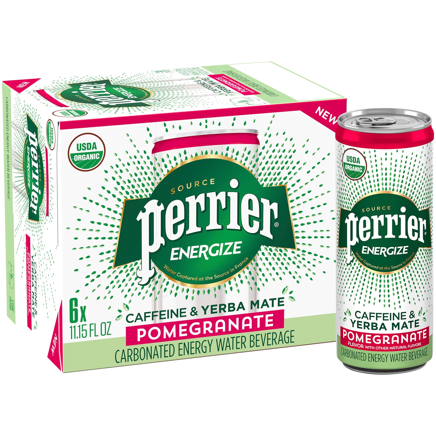Perrier Energize Carbonated Energy Water, Pomegranate, Cans