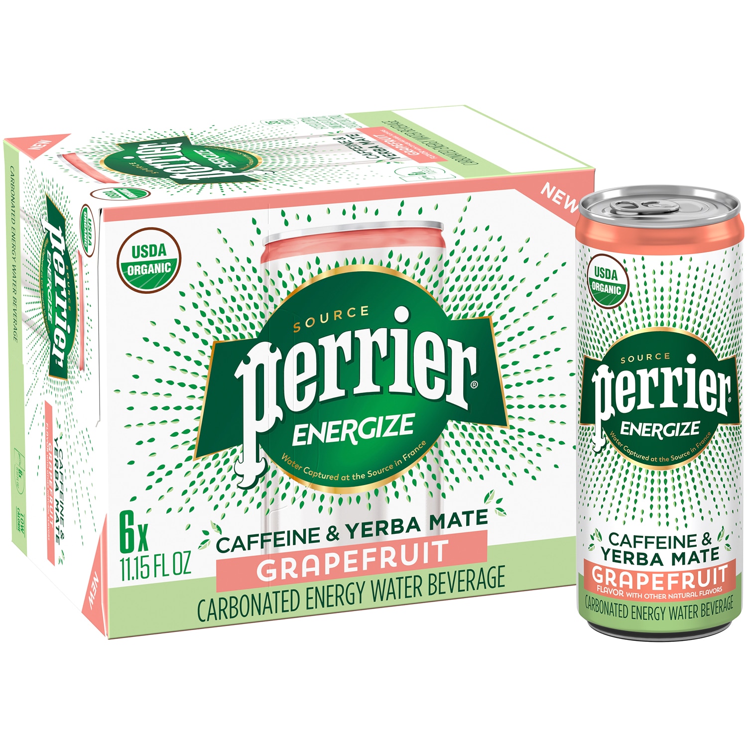 Perrier Energize Carbonated Energy Water, Grapefruit, Cans