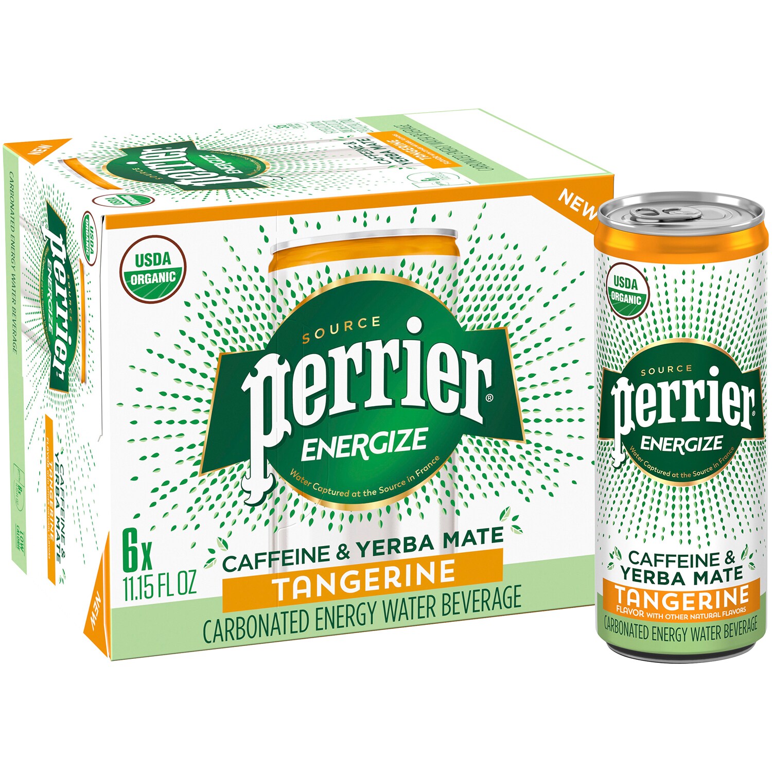 Perrier Energize Carbonated Energy Water, Tangerine, Cans