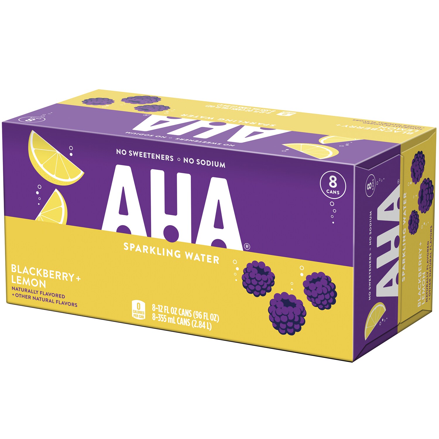 AHA Sparkling Water, Blackberry + Lemon, Cans