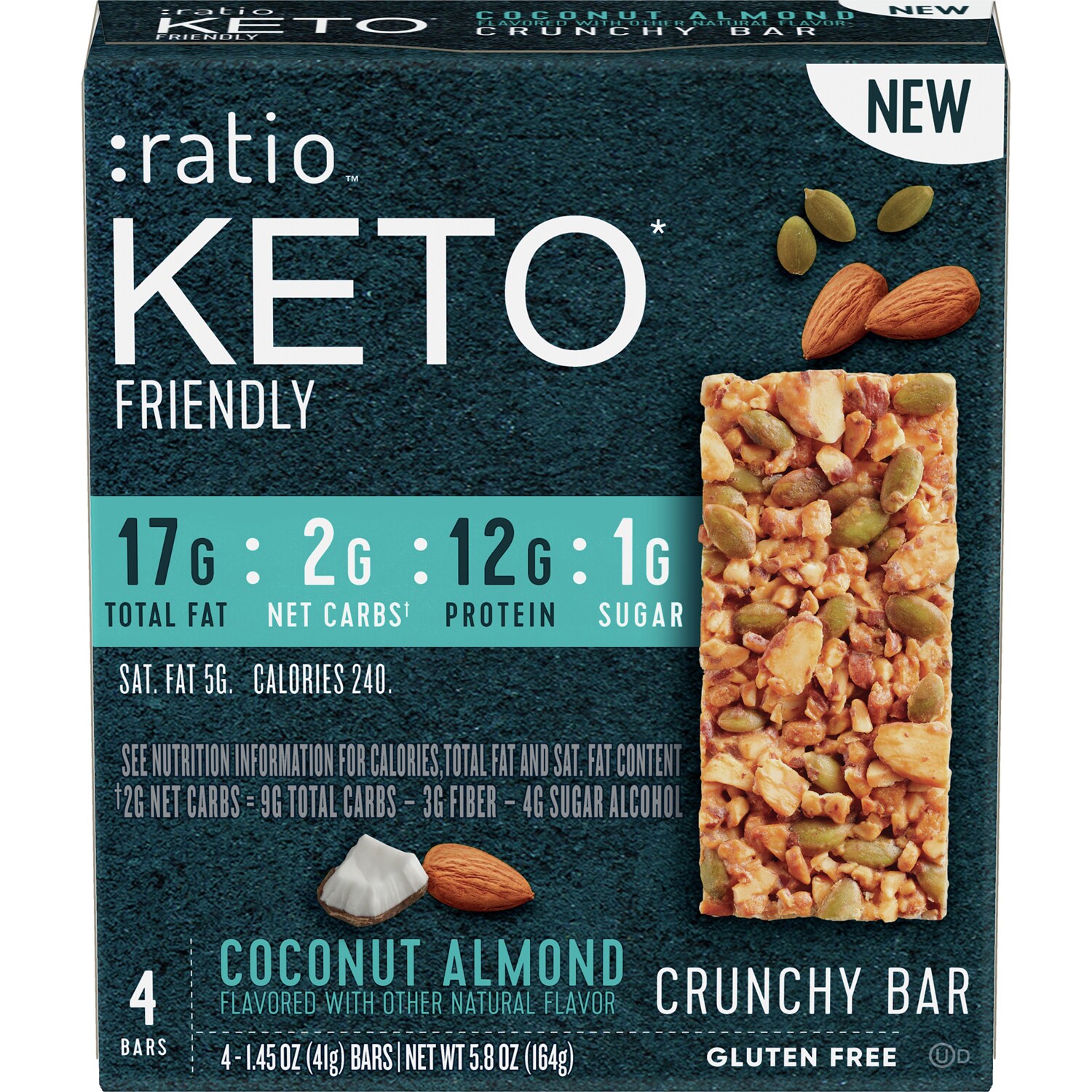 Ratio Keto Friendly Crunchy Bars, Coconut Almond