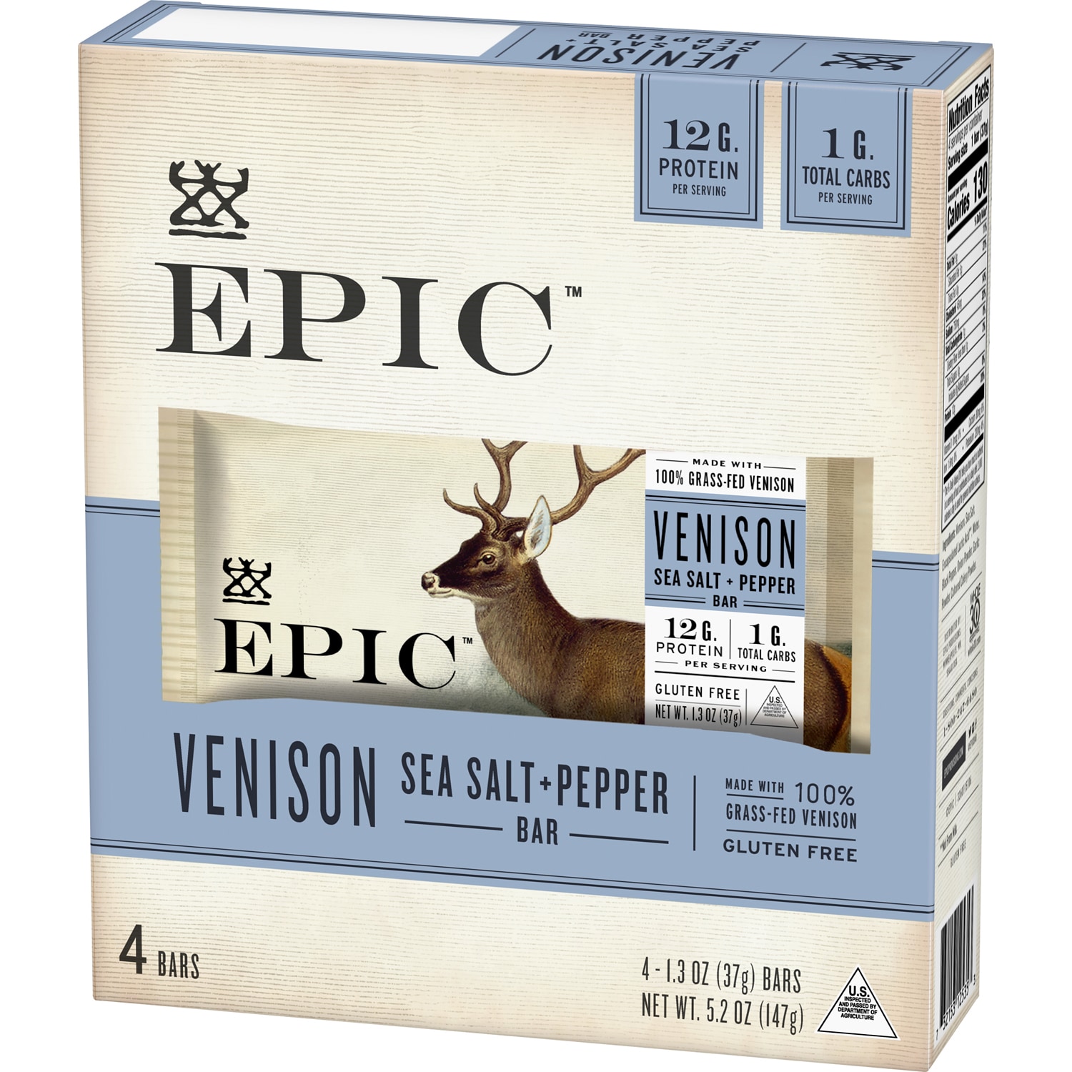 Epic Venison Bars, Sea Salt + Pepper
