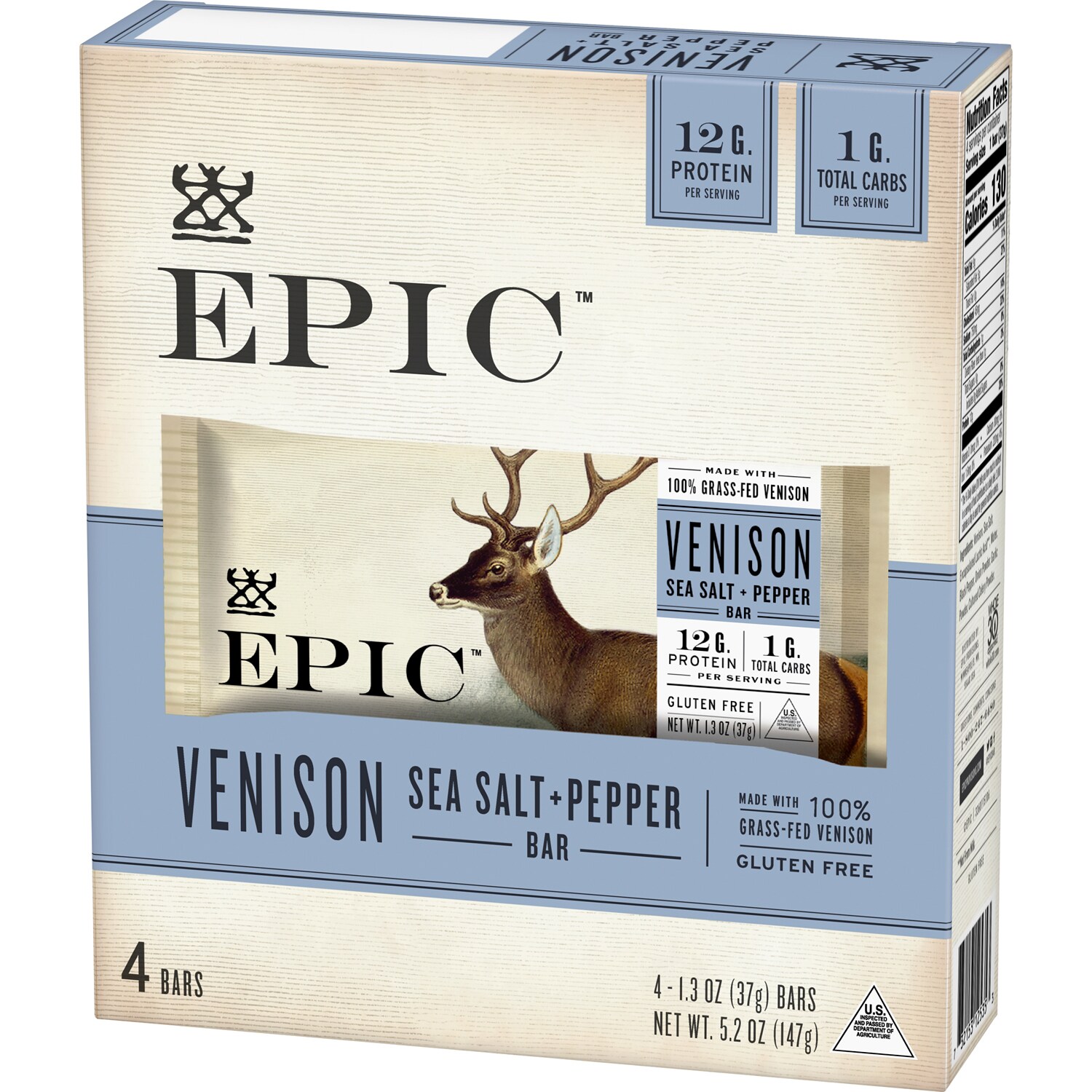 Epic Venison Bars, Sea Salt + Pepper