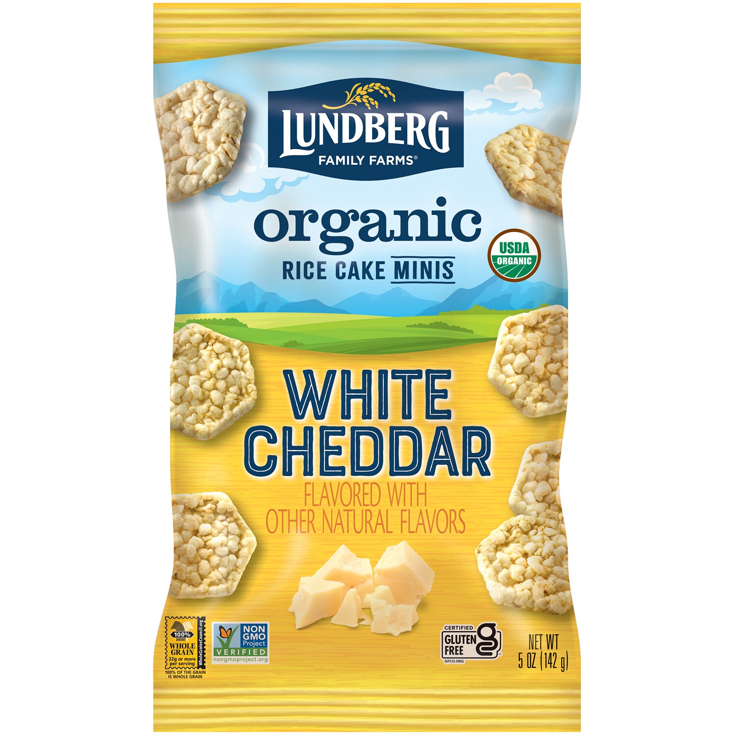 Lundberg Organic Rice Cake Minis, White Cheddar
