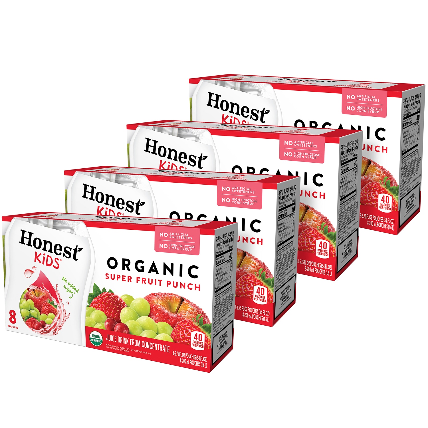 Honest Kids Organic Juice Drink, Super Fruit Punch, Pouches