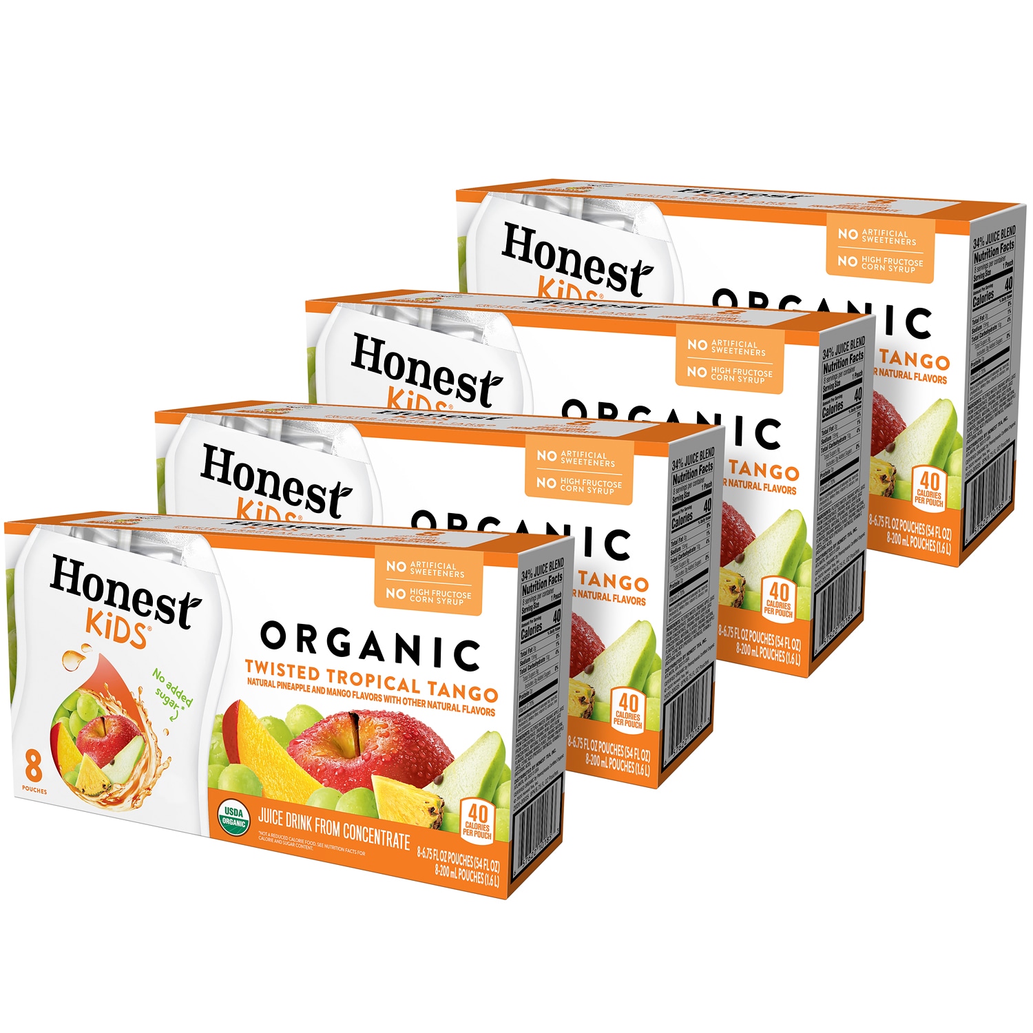 Honest Kids Organic Juice Drink, Twisted Tropical Tango, Pouches