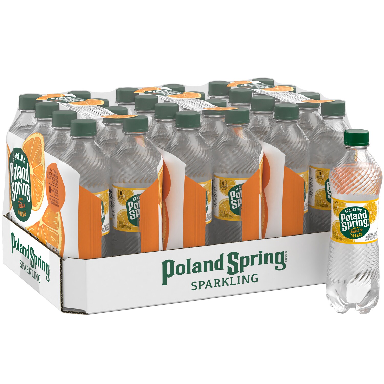 Poland Spring Sparkling Natural Spring Water, Orange, Plastic Bottles