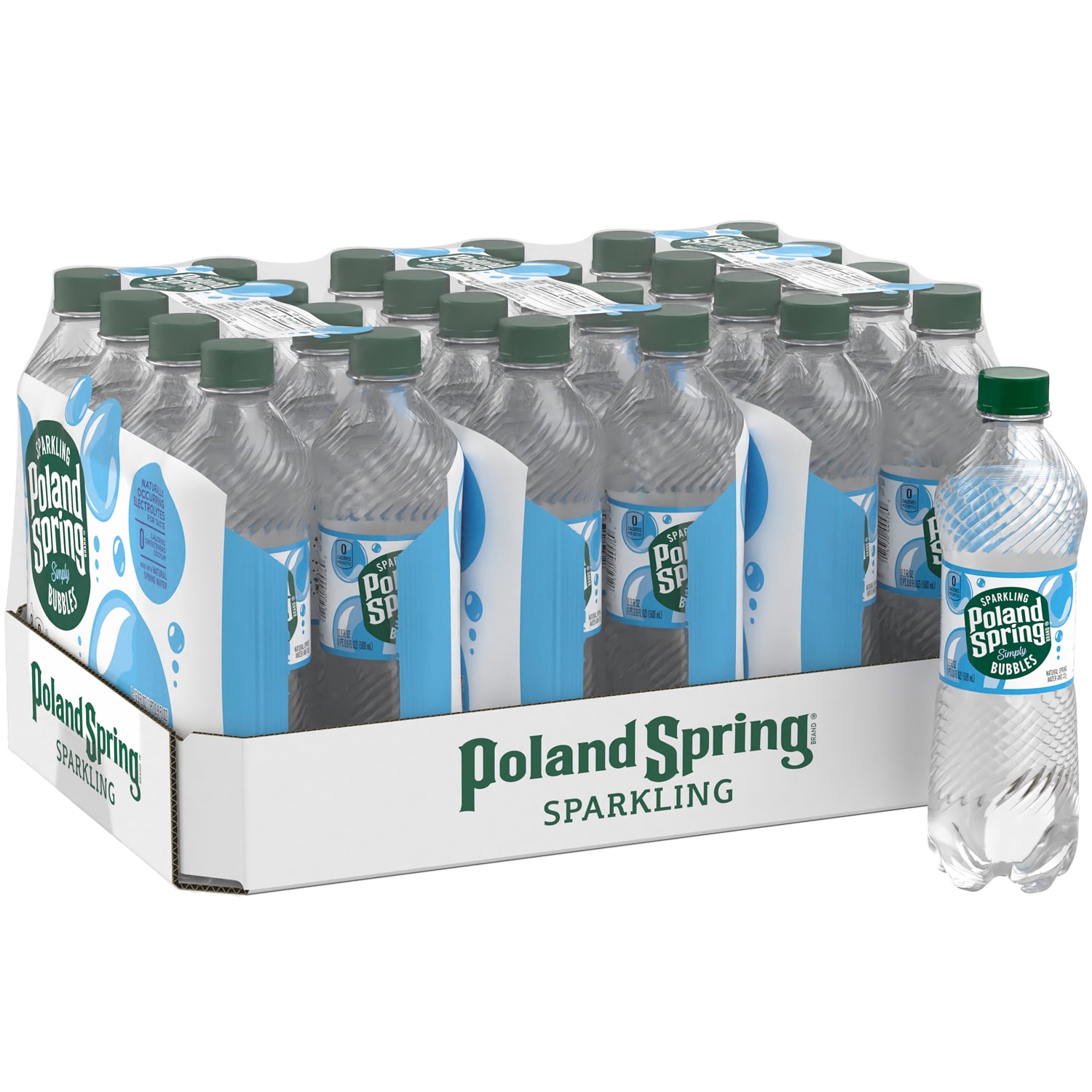 Poland Spring Sparkling Natural Spring Water, Simply Bubbles, Plastic Bottles