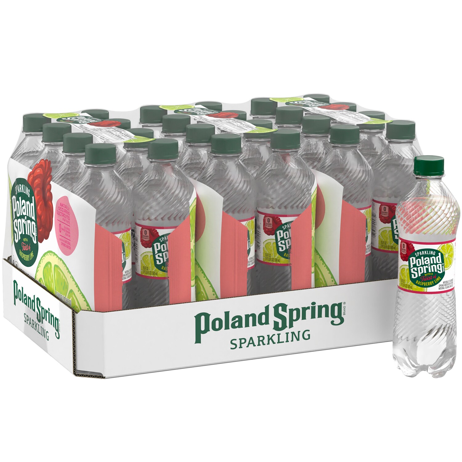 Poland Spring Sparkling Natural Spring Water, Raspberry Lime, Plastic Bottles