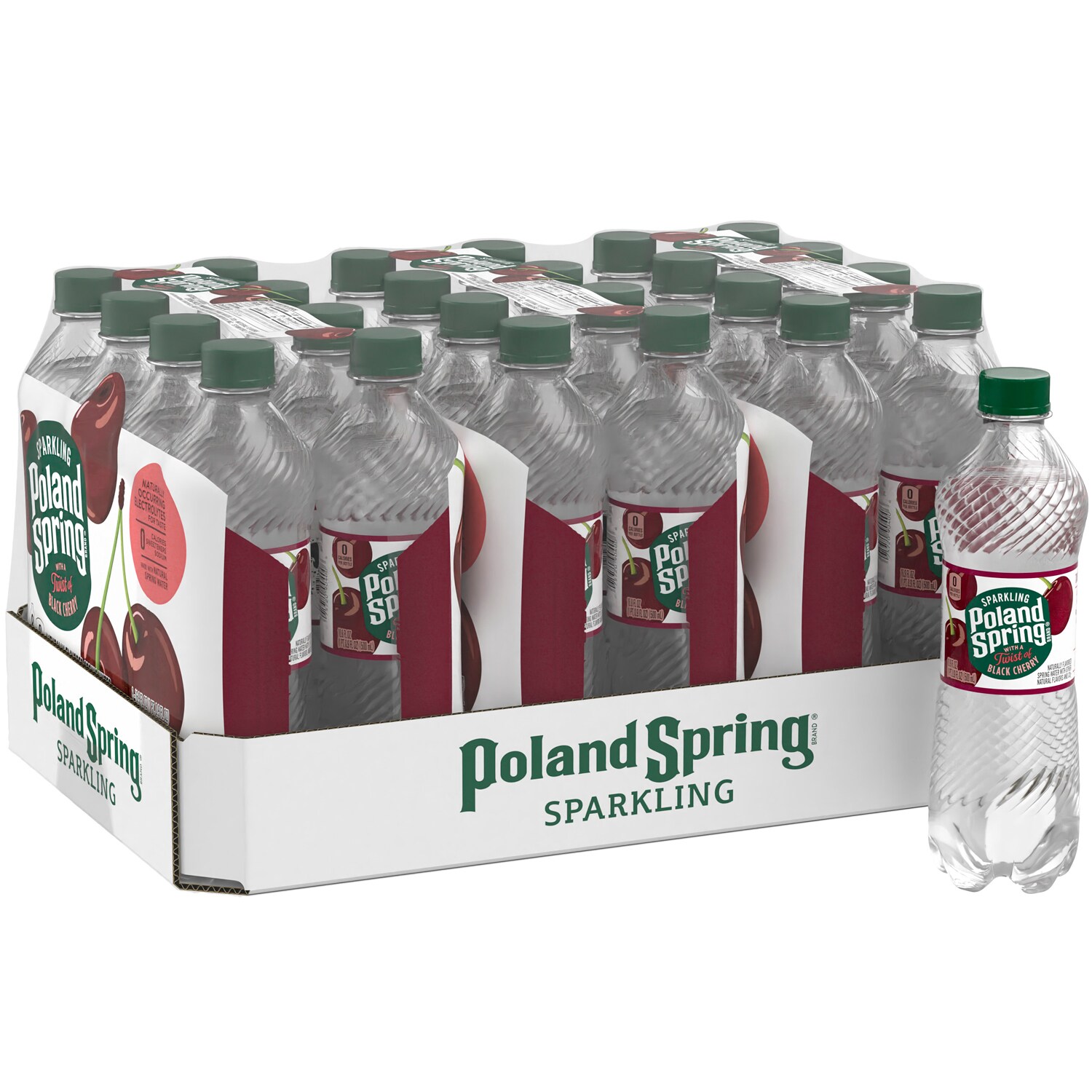 Poland Spring Sparkling Natural Spring Water, Black Cherry, Plastic Bottles
