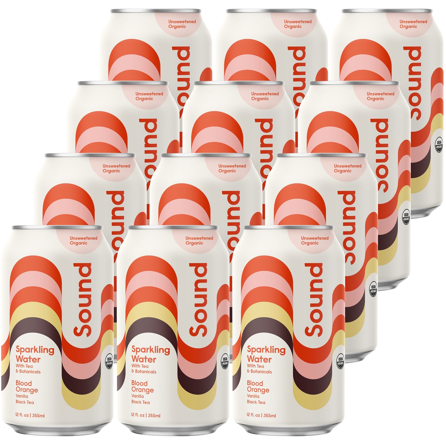 Sound Sparkling Water, Blood Orange with Vanilla & Black Tea, Cans